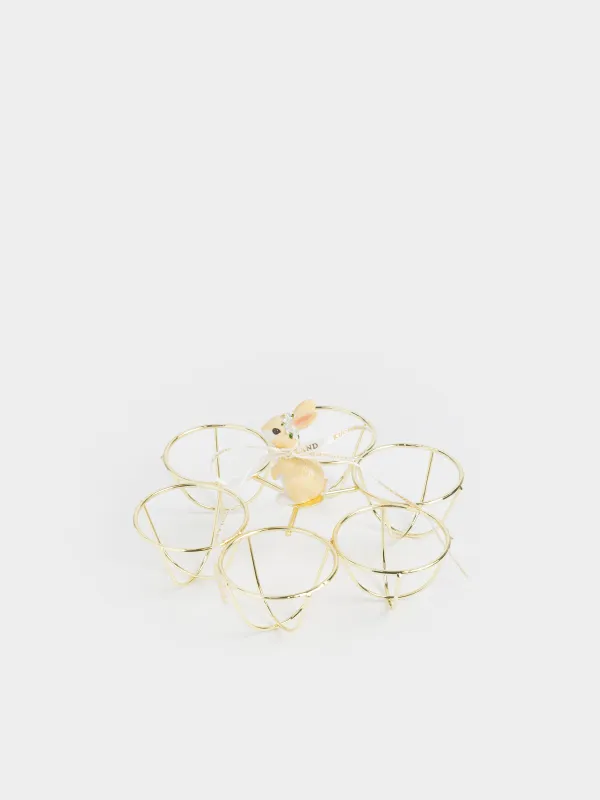 Подставка для яиц, 17х9 см, 6 отд, металл/полирезин, золотистая, Кролик, Twist gold, image-1