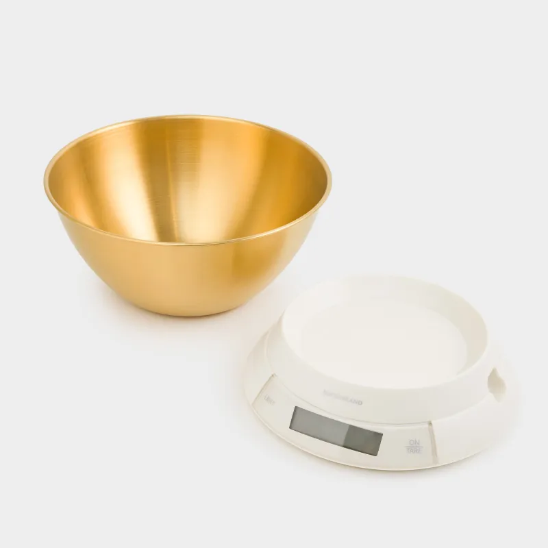 Ас үй таразылары, 21х13 см, электронды, тостағанмен, пластик/болат, сүт түстес-алтын, Classic gold, image-2