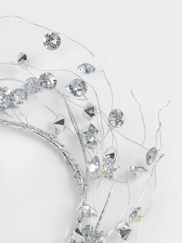 Венок для свечи, 9/16 см, пластик/металл, серебристый, Кристаллы, Crystal decor, image-3