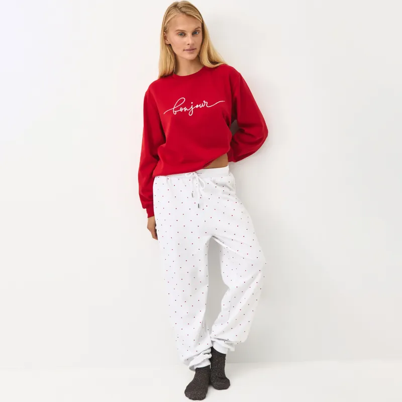 Әйелдер киім жиынтығы, үйге арналған, өлшемі L, полиэстер/вискоза, қызыл және ақ, Жүректер, Jodie