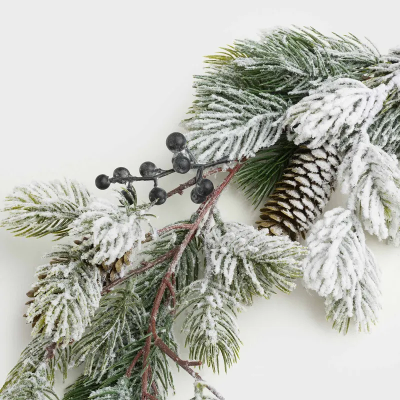 Сәндік гирлянд, 1,3 м, пластмасса/пенопласт, Бұтақтардағы көк жидектер мен шырша бүршіктері, Blue berry, image-2