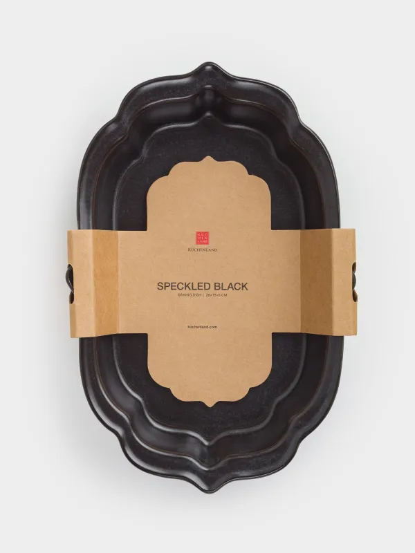 Форма для запекания, 28х18x6 см, керамика, фигурная, черная, Speckled black, image-6