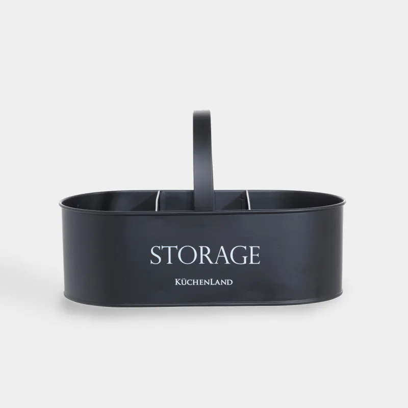 Жуғыш заттарды ұйымдастырушы, 24х13 см, 3 отд, портативті, металл, қара, Compact black