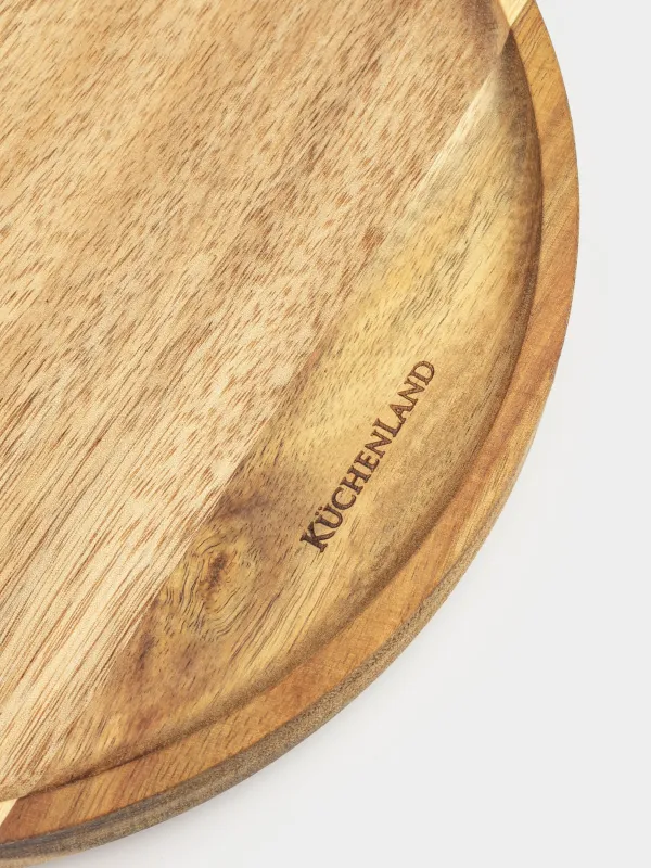 Сервиздік ыдыс, 25х4 см, аяқтары, ағаш/полирезин, дөңгелек, Алтын жылқы, Noble tree, image-5