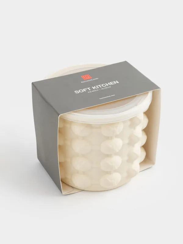 Мұзға арналған қалып, 11х10 см, 40 бөлім, қақпағы бар, силикон/пластик, сүт түстес, Soft kitchen, image-6