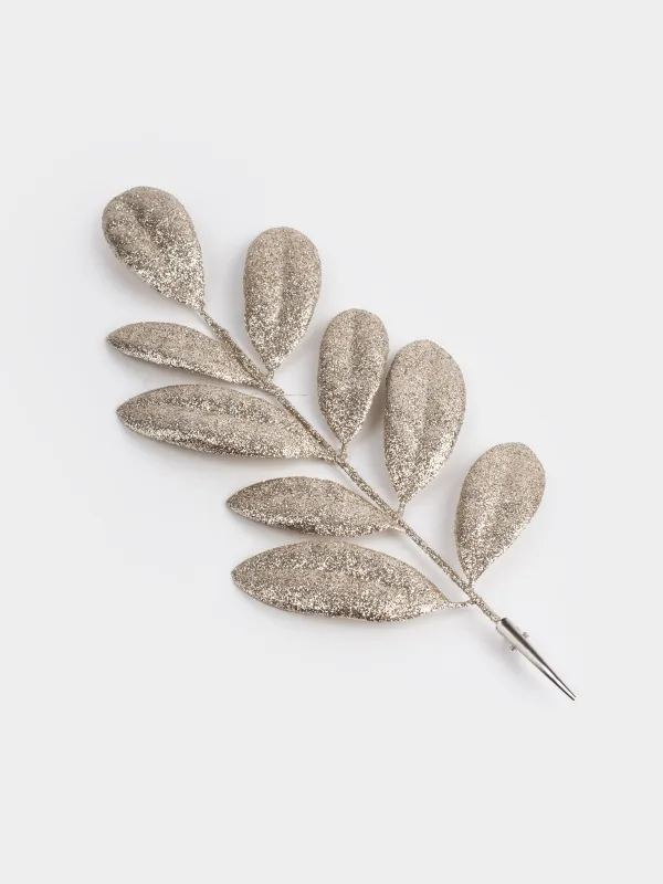 Сәндік бұтақ, 30 см, 6 дана, қыстырғышта, пластик/металл, шампан, Жапырақтар, Broadleaf decor, image-1