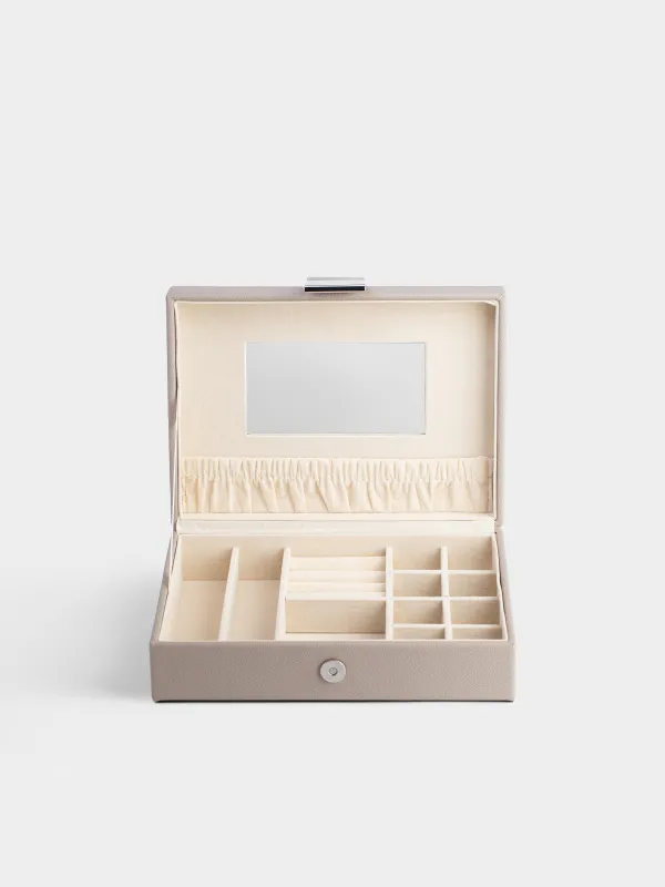 Шкатулка для украшений, 20х15 см, с зеркалом, дерево/искусственная кожа, серая, Premiere one, image-2