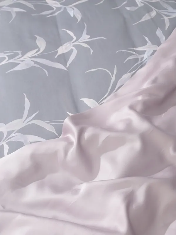 КПБ евро, тенсель 300 ТС, серо-лиловый, Листья, Tencel, image-2