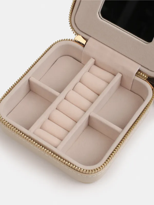 Зергерлік қорап, 12х12 см, айна, жасанды былғары / МДФ, бежевый, Premiere small, image-5