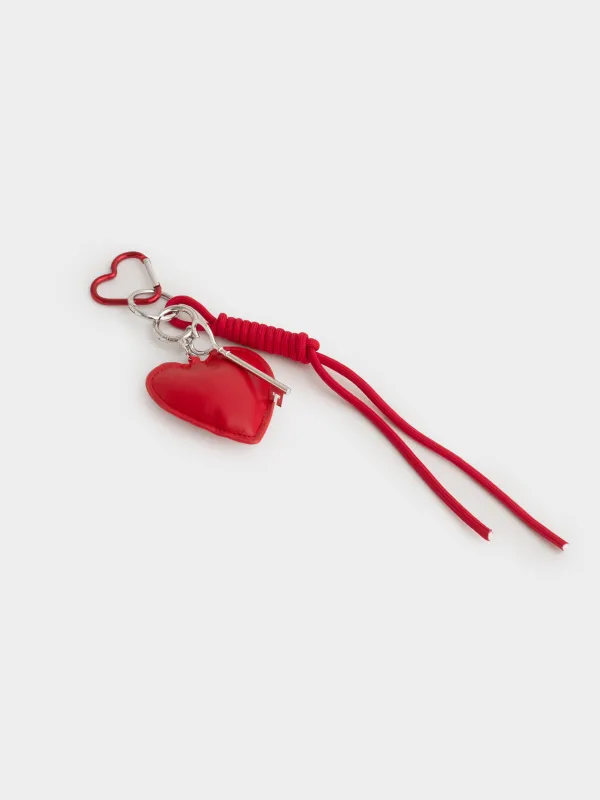 Салпыншақ, 8 см, полиэстер/полиуретан/металл, қызыл, Жүрек, Keychain heart, image-4