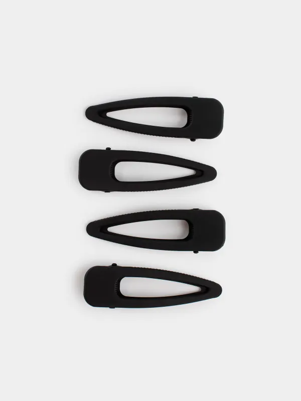 Заколка для волос, 8 см, 4 шт, металл, черная, Basic, image-2