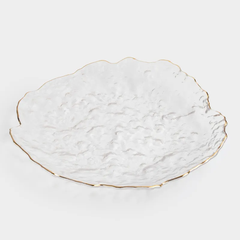 Ыдыс, 30 см, шыны, алтын жиегі бар, Nautilus gold