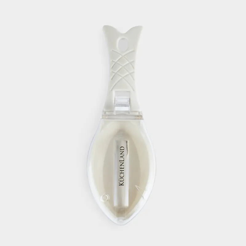 Нож для чистки рыбы, 16 см, с контейнером, пластик, серый, Рыба, Assist