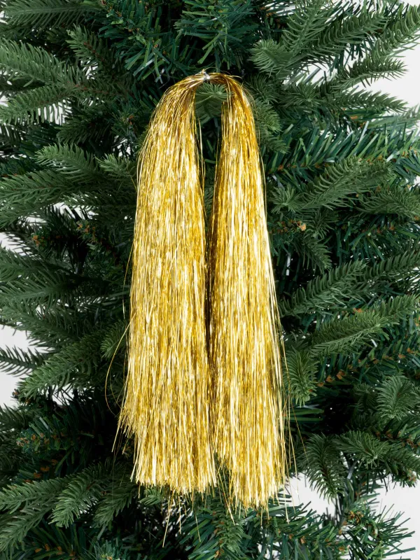 Дождик декоративный, 46 см, мишура, золотистый, Нити, Tinsel christmas, image-3