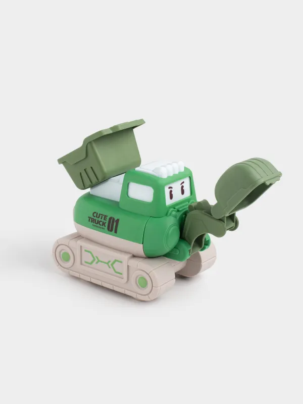 Игрушка, 14х10 см, инерционная, пластик, зеленая, Экскаватор, Traffic, image-1