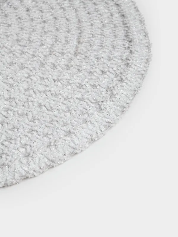 Салфетка под приборы, 38 см, шенилл, круглая, серебристо-серая, Chenill, image-3