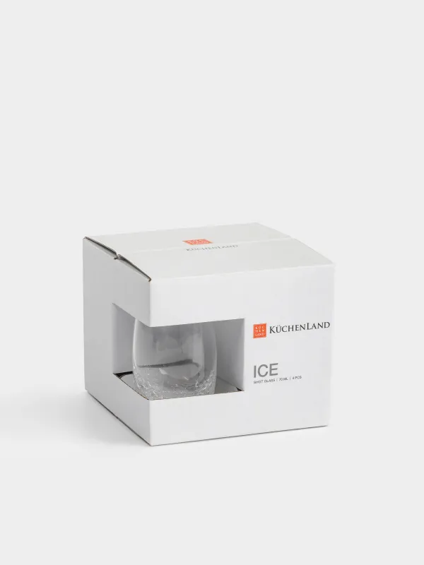 Стопка для водки, 70 мл, 4 шт, стекло, Кракелюр, Ice, image-3
