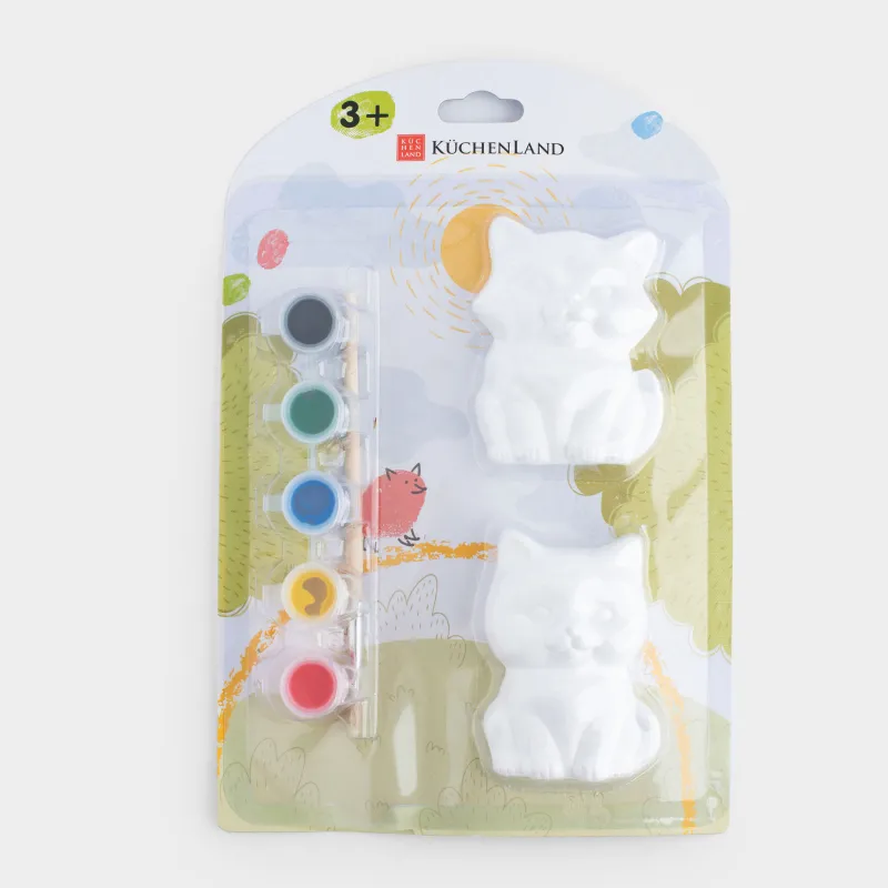 Шығармашылық жиынтығы, 2 зат, гипс, кескіндеме, Мысық пен түлкі, Creative, image-3