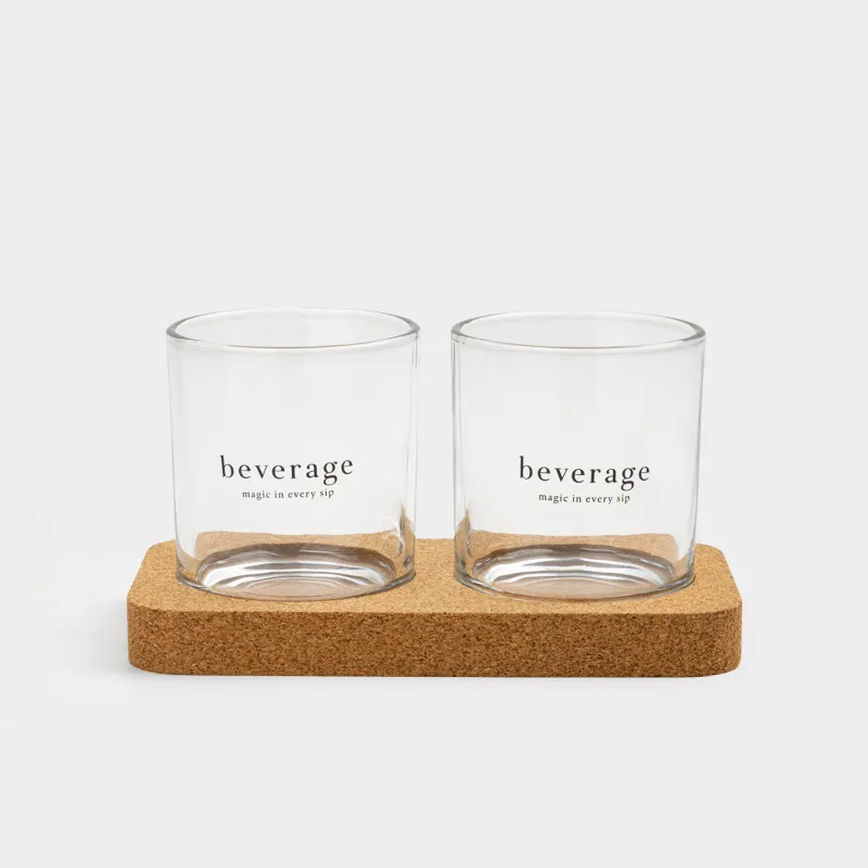 Стакан, 300 мл, 2 шт, на подставке, Beverage, Clear cork