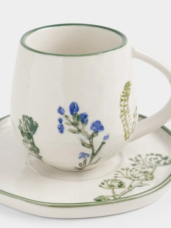 Пара чайная, 230 мл, Луговые цветы на кракелюре, Floral meadow, image-1