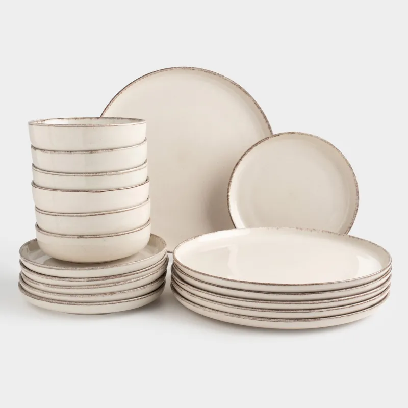 Сервиз обеденный, 6 перс, 18 пр, керамика R, бежевый, в крапинку, Speckled glaze