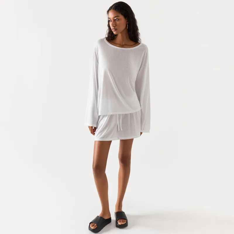 Әйелдер шорттары, үйге арналған, өлшемі L, вискоза/полиэстер, ақ, Railia