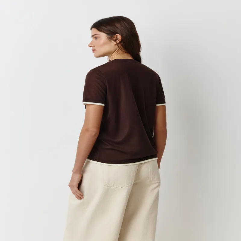 Әйелдер футболкасы, өлшемі L, жиегі бар, полиэстер/мақта, қоңыр, Franziska, image-4