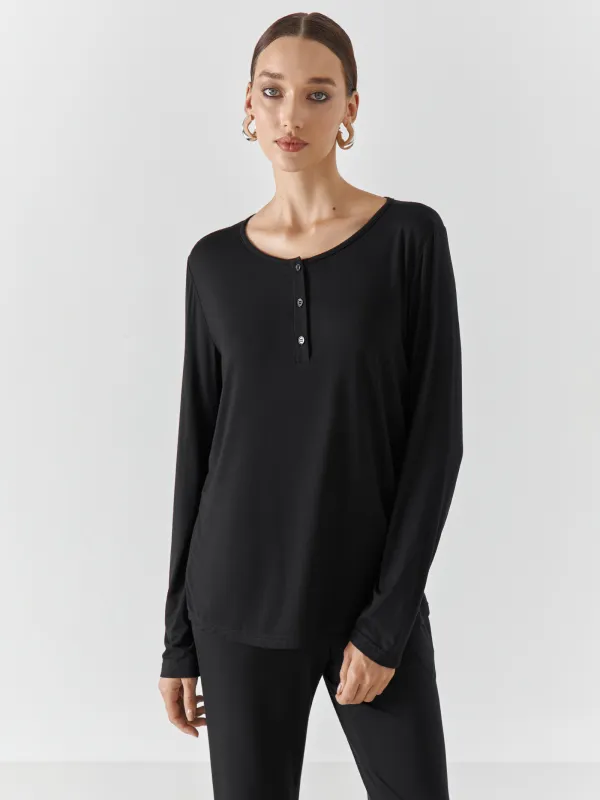 Әйелдерге арналған лонгслив, үйге арналған, өлшемі M, вискоза/спандекс, сұр-қоңыр, Kelsey, image-0