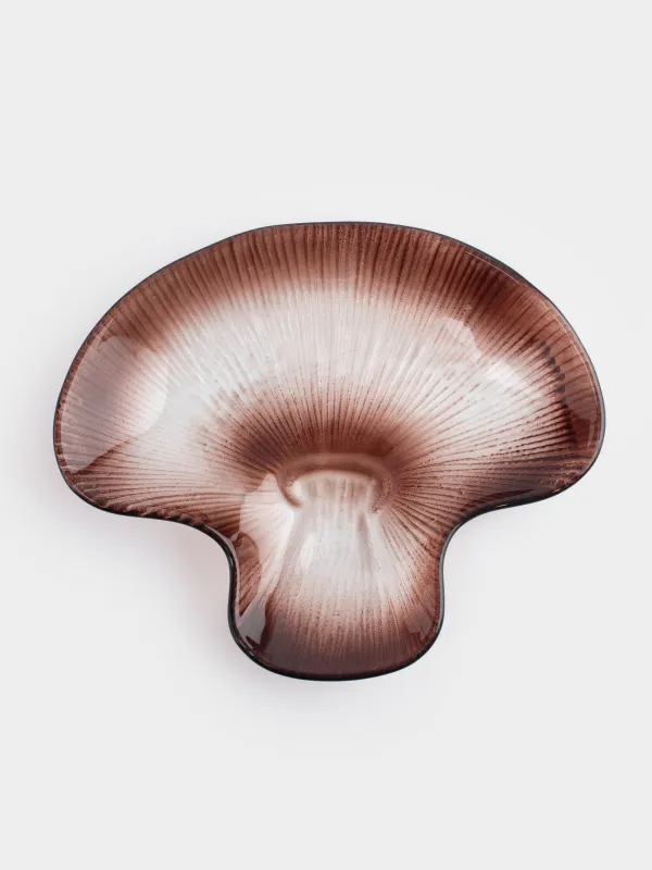 Сәндік ыдыс, 20х17х3 см, шыны, қоңыр, Саңырауқұлақ, Fungi, image-0