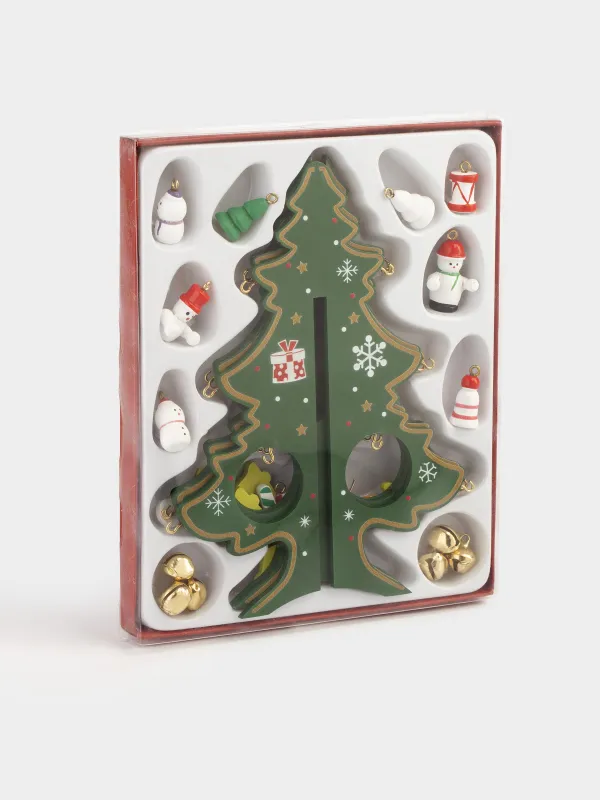 Мүсінше, 18 см, салпыншағы бар, МДФ, жасыл, Ойыншықтары бар шырша, Christmas style, image-7