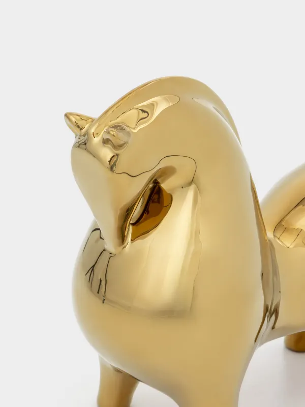 Статуэтка, 31х27 см, керамика D, золотистая, Конь, Horse gold, image-3