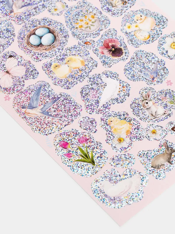 Набор наклеек для яиц, 17х10 см, 32 шт, пасхальный, с голографией, ПВХ, Весна, Easter decal, image-2