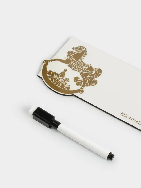 Жазбаларға арналған магниттік тақта, 18х12 см, маркері бар, пластик, қола түстес, Жылқы, Horse christmas, image-1