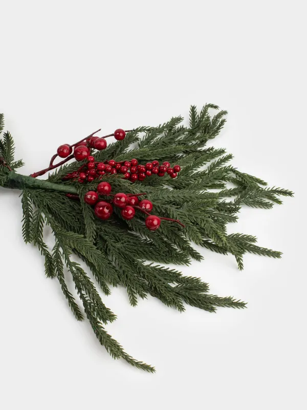 Композиция декоративная, 55 см, пенопласт, Ель с красными ягодами, Red berry, image-5