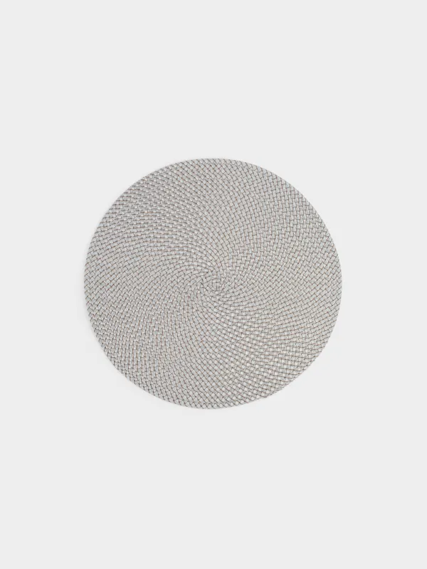 Аспап астындағы майлық, 38 см, полипропилен/ПЭТ, дөңгелек, күміс, Circle braid, image-0