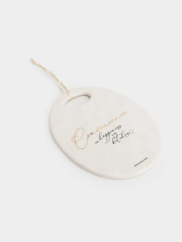 Подставка под горячее, 15х20 см, керамика/пробка, овальная, молочная, Мятый эффект, Crumple kitchen, image-3