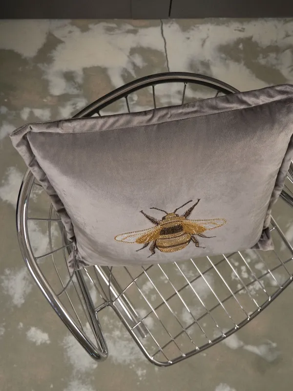 Сәндік жастық, 50х50 см, барқыт/моншақ, сұр, Ара, Bugs, image-5