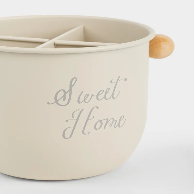 Подставка для кухонных принадлежностей, 17х14 см, 4 отд, металл/бамбук, бежевая, Gusto, image-2