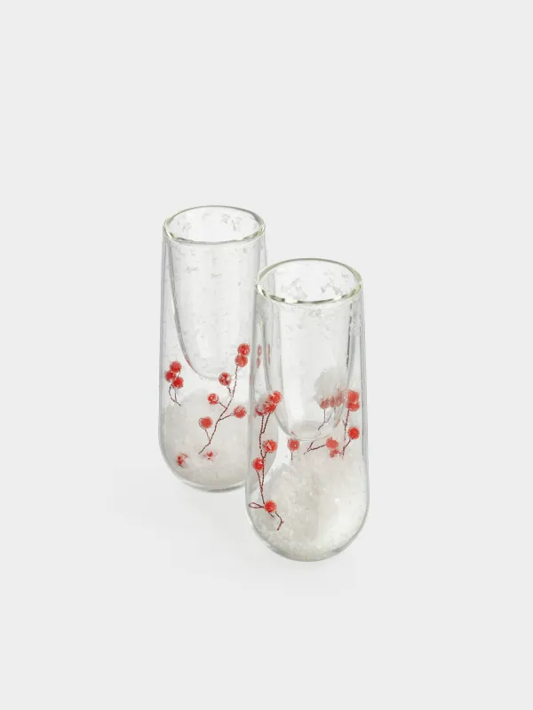 Шампан бокалы, 100 мл, 2 дана, шыны Б, ішінде бұтақтары мен қызыл жидектері бар, Air decor, image-1