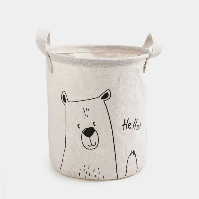 Сақтау сөмкесі, 22х25 см, тұтқалары бар, мақта/полиэстер, дөңгелек, сүт түстес, Аю, Funny world