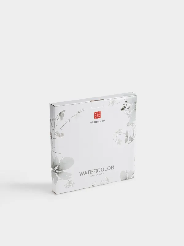 Түскі ас тәрелкесі, 27 см, фарфор N, Сұр гүлдер, Watercolor, image-6