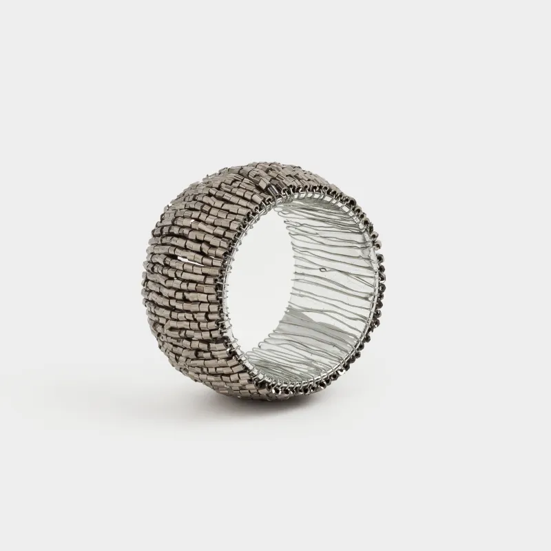 Майлықтарға арналған сақина 5 см, 2 дана, моншақ, дөңгелек, қою сұр, Shiny beads, image-3