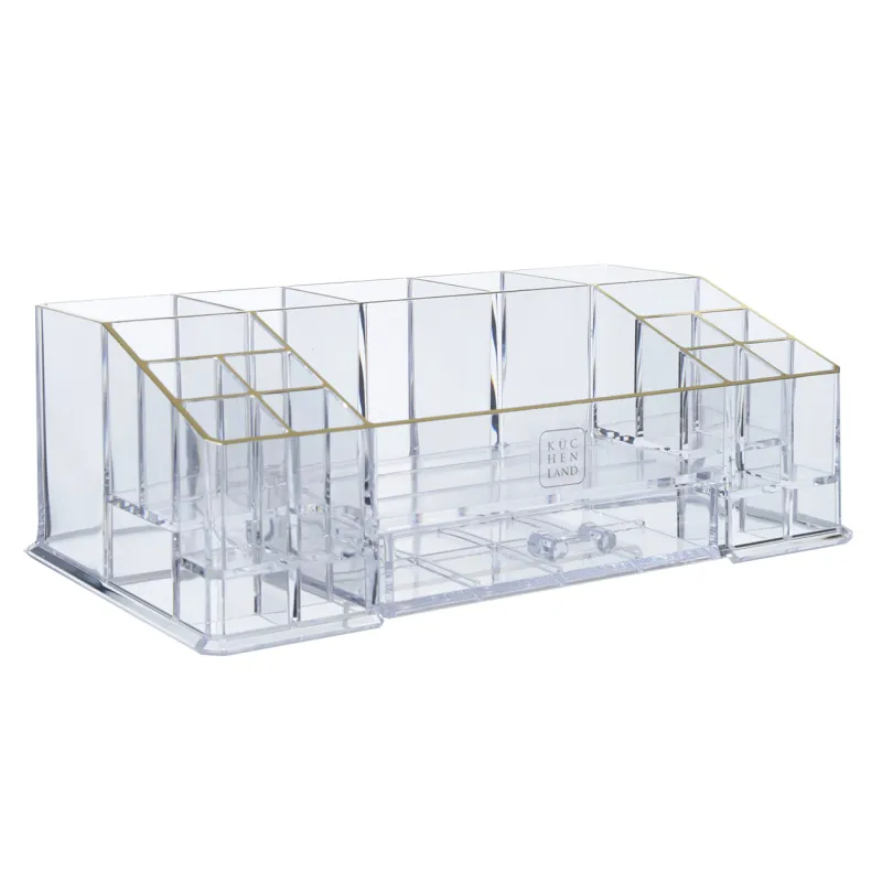 Косметикаға арналған ұйымдастырушы, 28х10 см, 16 бөлім, қораппен, пластик, алтын жиек, Дорадо