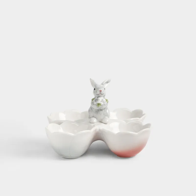 Пасха ыдысы, 16х12 см, 4 бөлім, фарфор Р, сүт түстес, Қоян, Easter