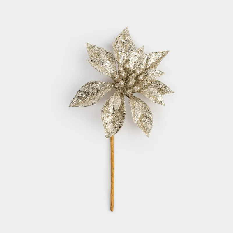 Украшение декоративное, 13 см, пластик, шампань, Пуансеттия, Flower decor