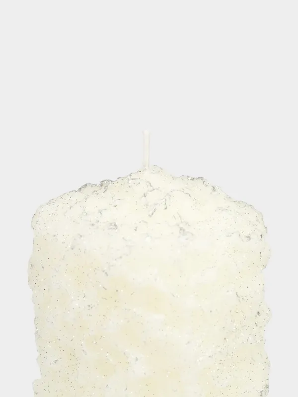 Шам, 8х16 см, сүт және күміс түстес, Қатқан қар, Snowy candle, image-1