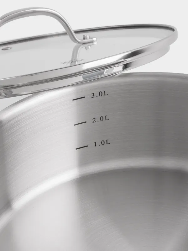 Бұқтырғыш, 24 см, 3,5 л, қысқа тұтқалар, қақпағы бар, Silver Stone, image-2