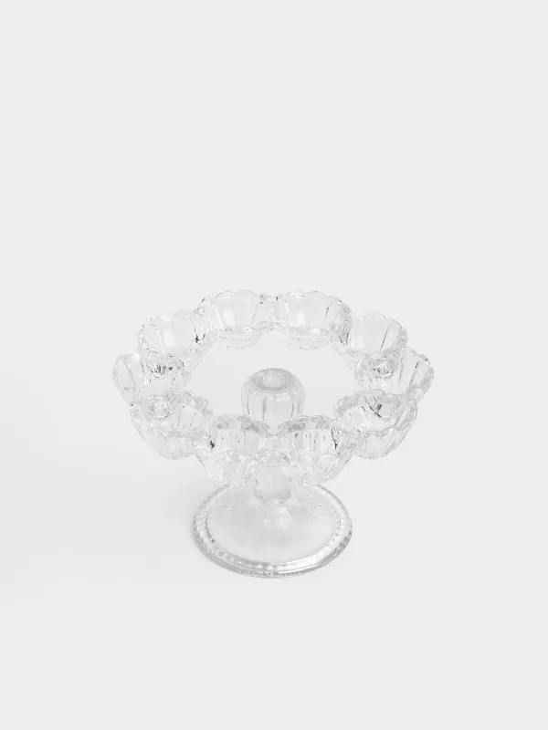 Пасха ыдысы, 22х14 см, аяқты, 10 бөлім, шыны Р, Гүл, Clear pattern, image-1