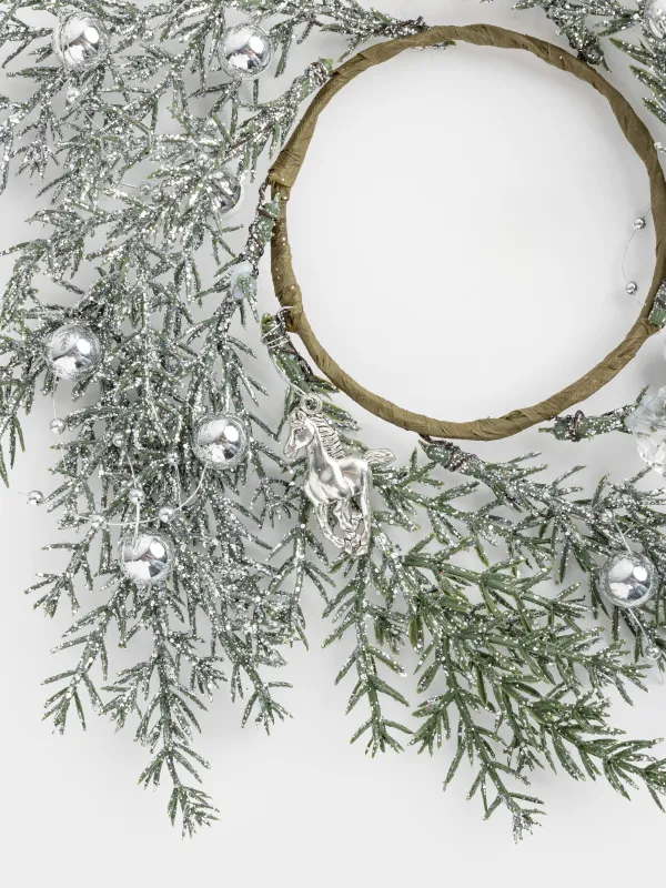 Сәндік гүл шоғы, 10/26 см, пластик, Жылқылары бар күміс шырша, Conifer silver, image-2