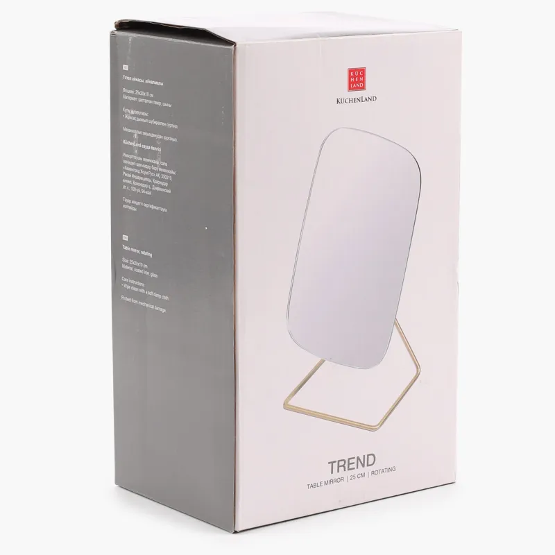 Зеркало настольное, 25х13/19x13 см, вращающееся, металл, прямоугольное, золотистое, Trend, image-2